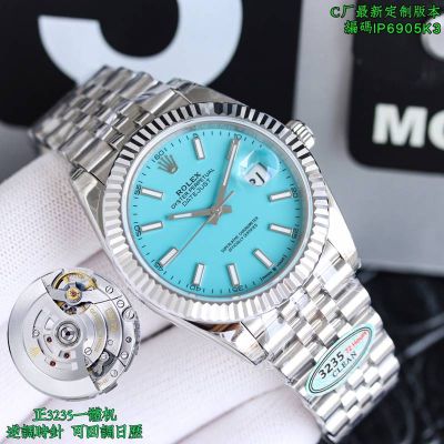 Clean Factory Rolex Datejust 3235 Movement 41mm Blue Face SS Jubilee Band Watch
